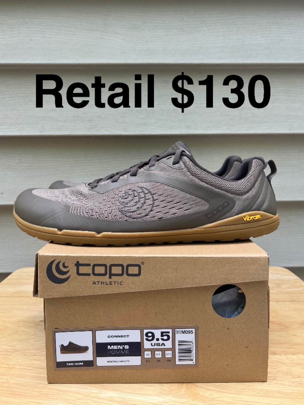 NEW Topo Connect Mens Size 9 (Brown Gum) Minimalist Barefoot Shoes Gorpcore